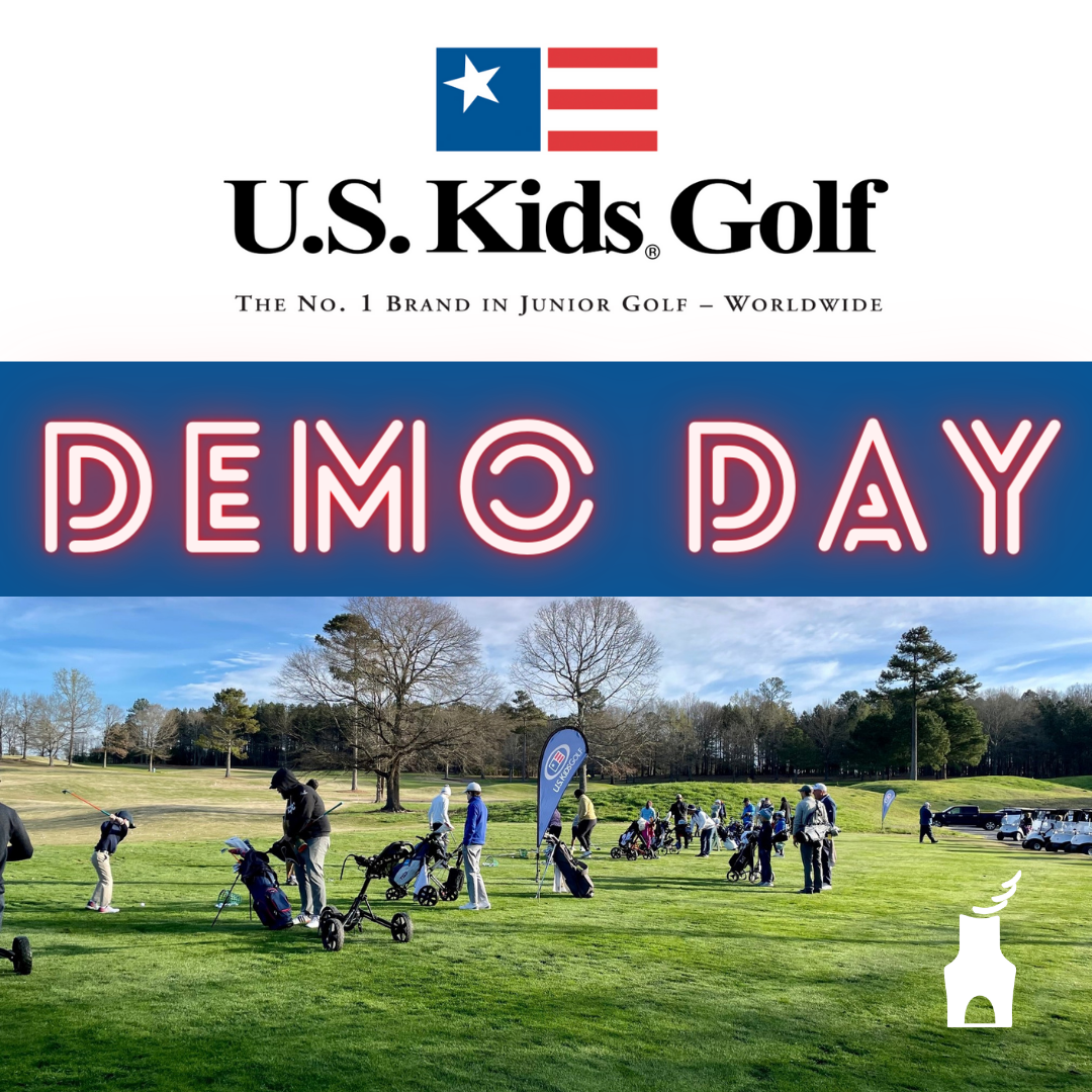 US Kids Golf demo day advertisement for Saturday, 5/27 12pm-3pm.